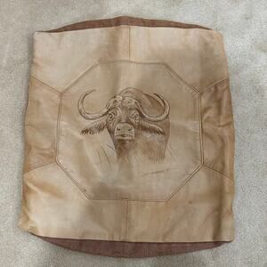 D Barnett signed leather art Buffalo and Rhino pillow cases